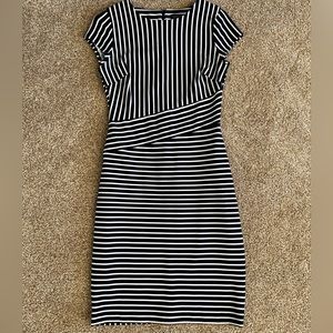 White and navy striped Banana Republic dress